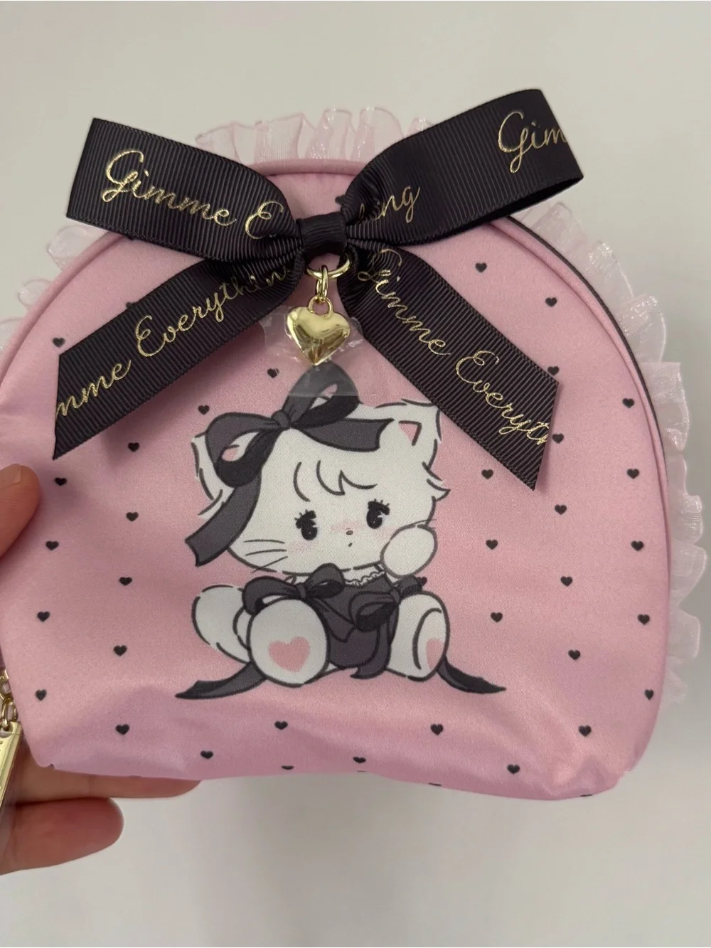 Mikko Illustrations Lil ala mode Ribbon Pouch (Black Style Mousse)